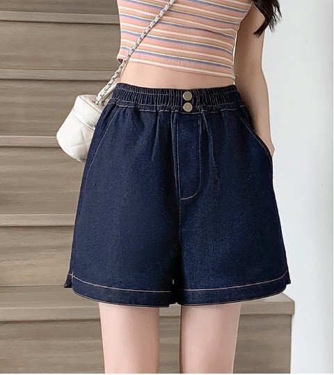 デニムパンツ ショートパンツ ミニパンツ ホットパンツ ワイド シンプル カジュアル 半ズボン レディース 2XL ブルー