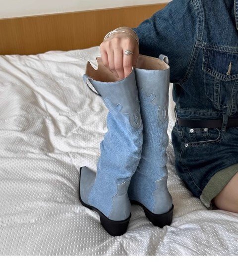  сапоги po Inte dotu запад часть kau Boy ботинки женская обувь [38]24cm черный 