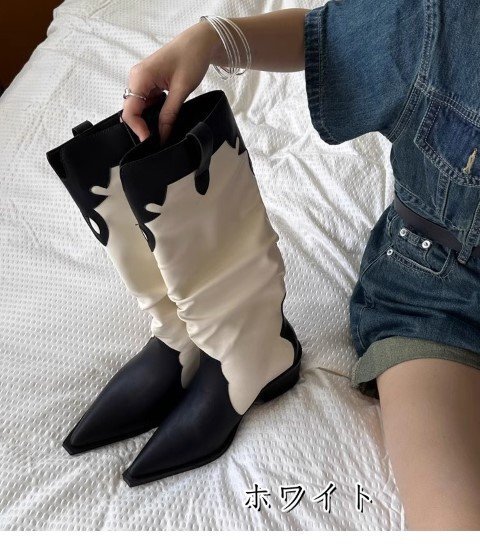  сапоги po Inte dotu запад часть kau Boy ботинки женская обувь [38]24cm черный 