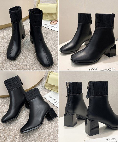  короткие сапоги прекрасный ножек ребра переключатель ботинки 25.0cm(40) черный 