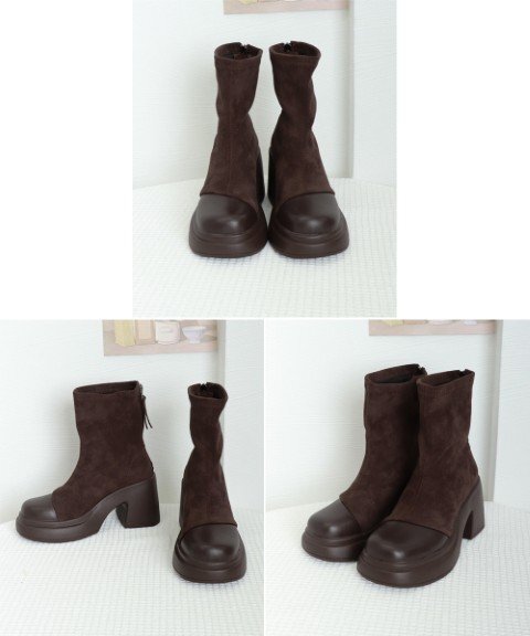  короткие сапоги толщина низ ботиночки -22.5cm(35) черный 