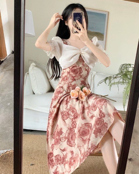 ファッションワンピース M フラワー_画像10