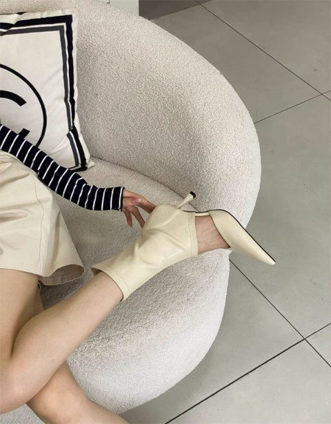  короткие сапоги Loafer po Inte dotu маленький . каблук булавка каблук [38]24cm черный 