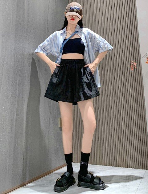 ショートパンツ ミニパンツ ハーフパンツ シンプル カジュアル レディース 5XL ブラック
