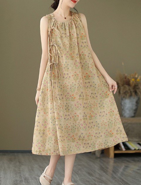 ファッションワンピース L カーキ