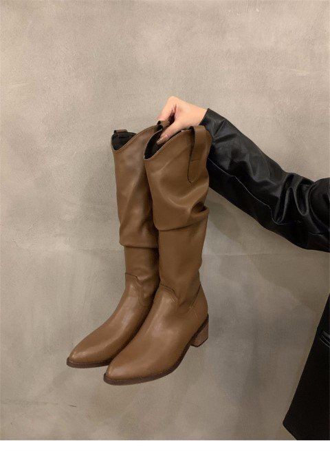  сапоги толстый каблук Western бахрома retro простой casual женская обувь [37]23.5cm черный 