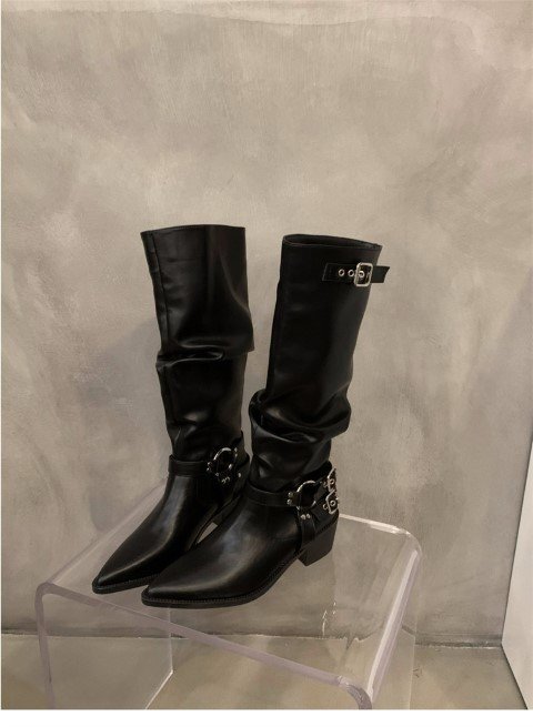  сапоги kau Boy ботинки средний каблук толстый каблук po Inte dotu женская обувь [36]23cm Brown 