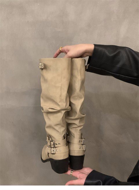  сапоги kau Boy ботинки средний каблук толстый каблук po Inte dotu женская обувь [36]23cm Brown 