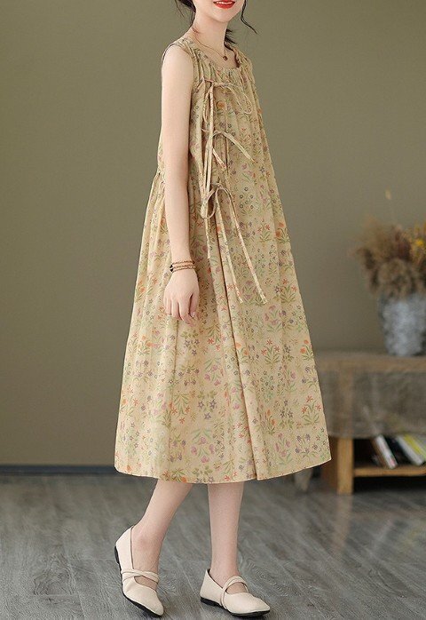 ファッションワンピース L カーキ