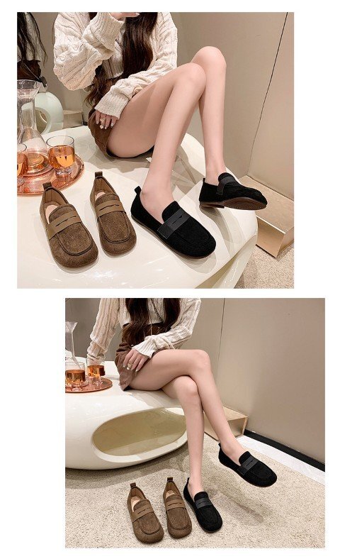 женский шлепанцы туфли-лодочки под мутон Loafer обувь Flat low каблук ....24.5cm(39) Brown 