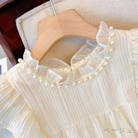 全2色 ワンピース フリル 切り替え 體型カバー 著痩せ sweet系 L ベージュ