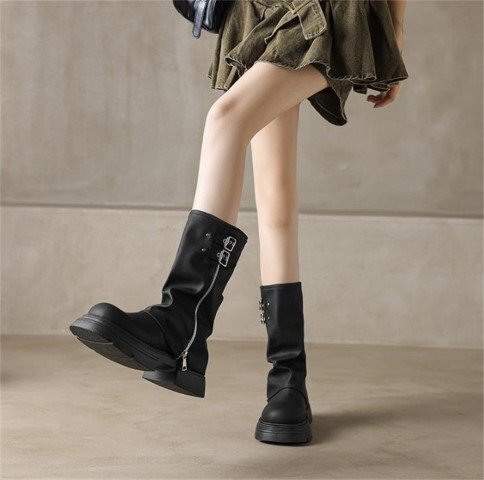  ботинки Short medium толщина низ простой casual выход женская обувь [35]22.5cm черный 