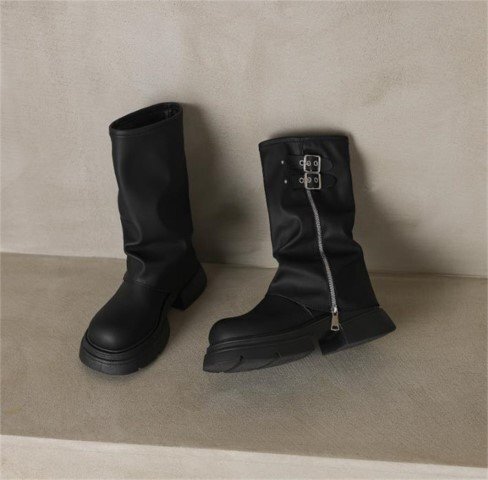  ботинки Short medium толщина низ простой casual выход женская обувь [35]22.5cm черный 