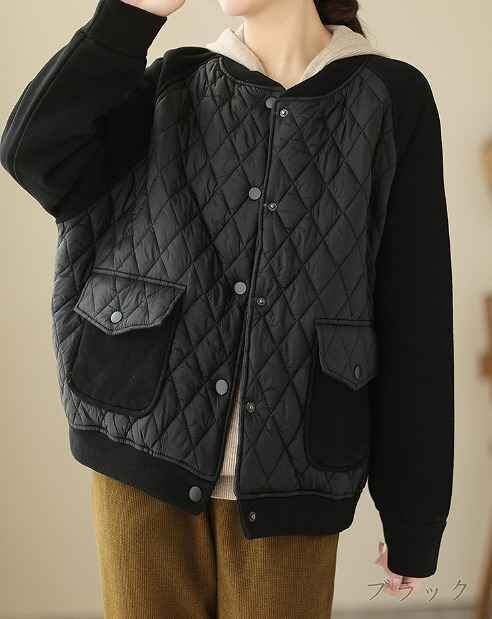 ジャケット ブルゾン 厚手 長袖アウター コート カジュアル かわいい シンプル 秋冬 【大きいサイズあり】 L ブラック