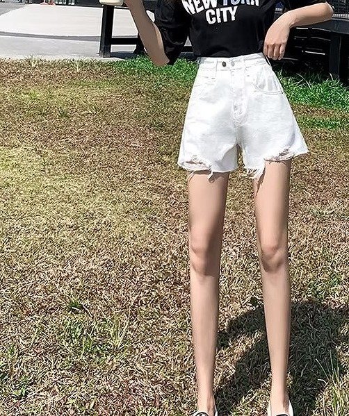 全4色 デニムショートパンツ ショーパン ジーパン ハイウエスト 切り替え 體型カバー 著痩せ デニム 【大きいサイズあり】 5XL ブラック