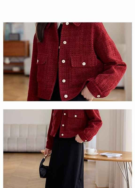 ジャケット ブルゾン 長(zhǎng)袖アウター きれいめアウター かわいい オフィスカジュアル 秋冬 2XL レッド