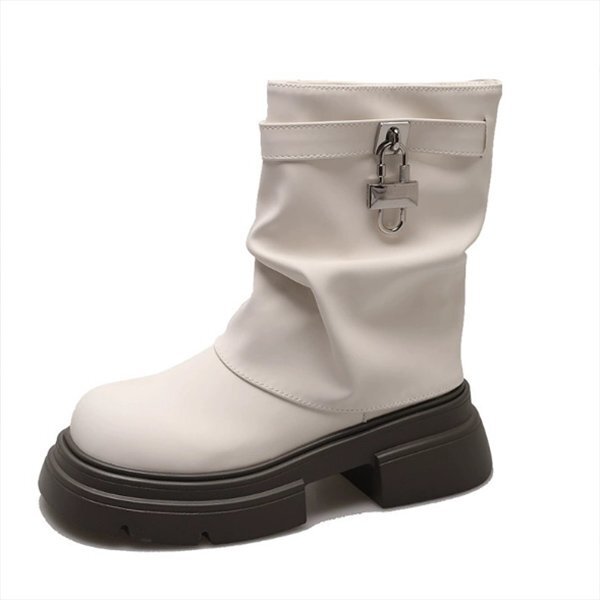  женский обувь сапоги двойной ремень покрытие ботинки короткие сапоги engineer boots 24.5cm(39) чёрный 