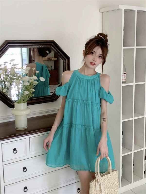  все 3 цвет Mini One-piece off плечо оборка симпатичный платье 2 следующий ....XL зеленый 