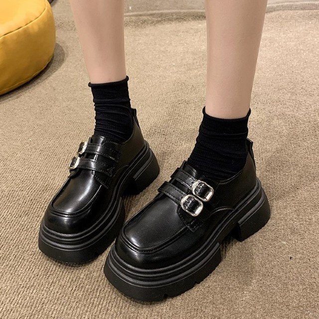  женский Loafer туфли-лодочки квадратное tu ремешок толщина низ чёрный темно-коричневый прекрасный ножек ножек длина 23.5cm(37) темно-коричневый 