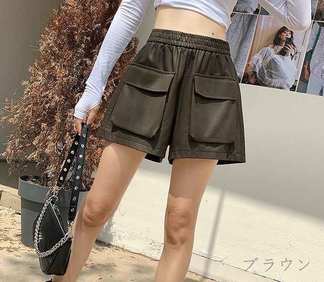 ショートパンツ ショーパン ホットパンツ ズボン ハーフパンツ 無地 シンプル 秋冬 XL ブラック