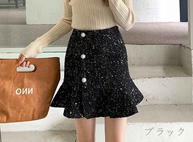 ミニスカート タイトスカート フリルスカート かわいい ボトムス カジュアル 秋冬 XL ベージュ