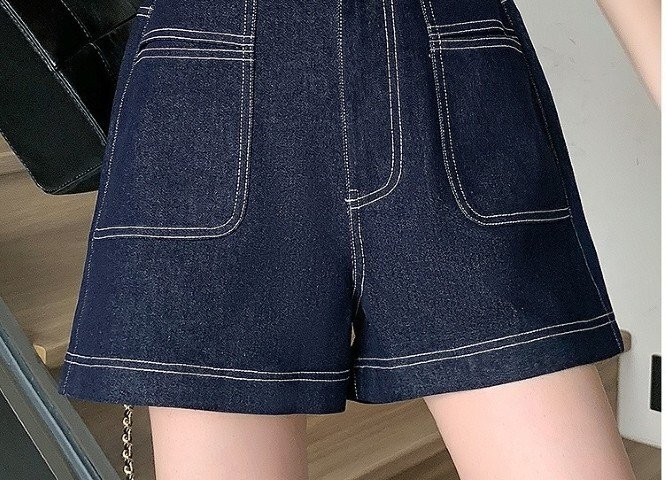 デニムパンツ ショートパンツ ホットパンツ シンプル カジュアル お出かけ レディース 5XL ブルー