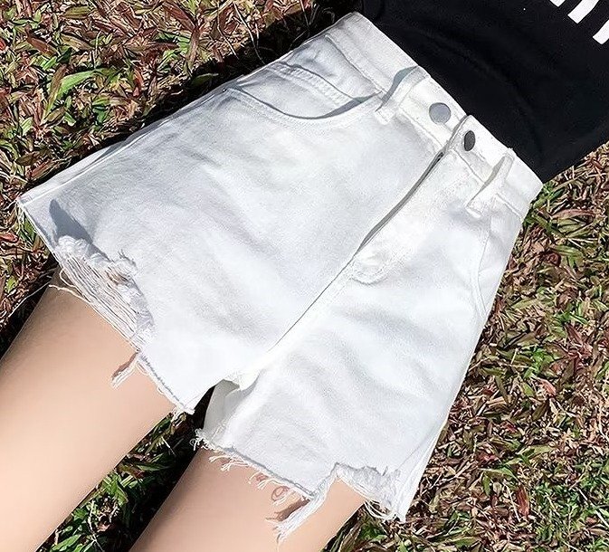 全4色 デニムショートパンツ ショーパン ジーパン ハイウエスト 切り替え 體型カバー 著痩せ デニム 【大きいサイズあり】 5XL ブラック