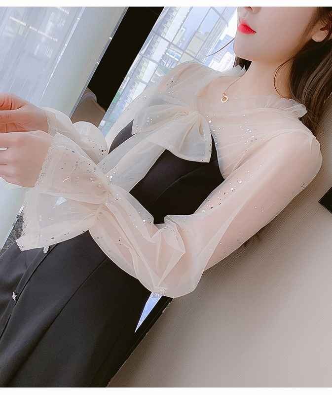 長(zhǎng)袖ワンピース チュール フリル 切り替え スリム 著痩せ sweet系 L ブラック