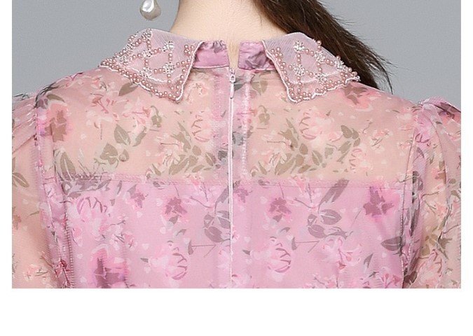  Mini One-piece короткий рукав chu-ru цветочный принт платье 2 следующий ..... родители .2XL розовый 