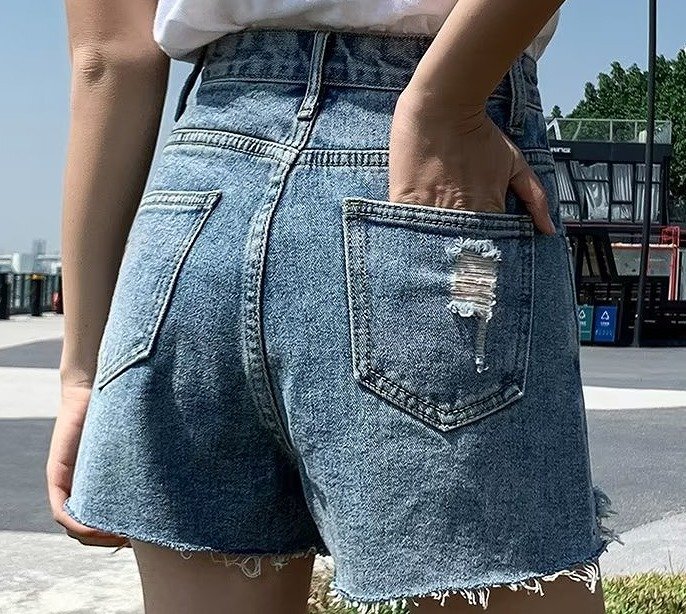 全4色 デニムショートパンツ ショーパン ジーパン ハイウエスト 切り替え 體型カバー 著痩せ デニム 【大きいサイズあり】 5XL ブラック