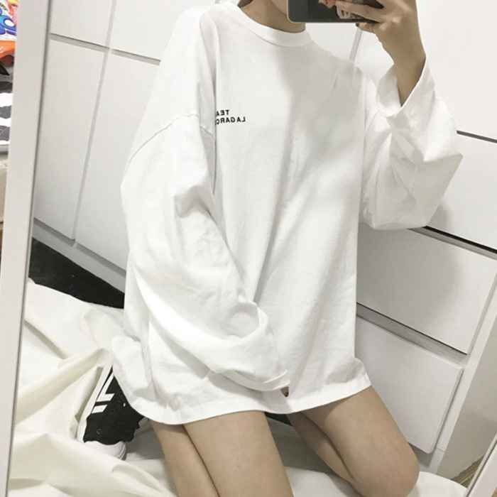  длинный рукав tops minivan pi casual простой свободно одноцветный большой размер есть XL черный 