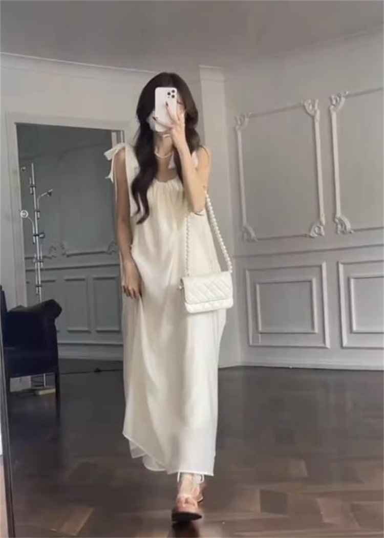 ミニワンピース キャミワンピ ロングワンピ かわいい レディース L ホワイト