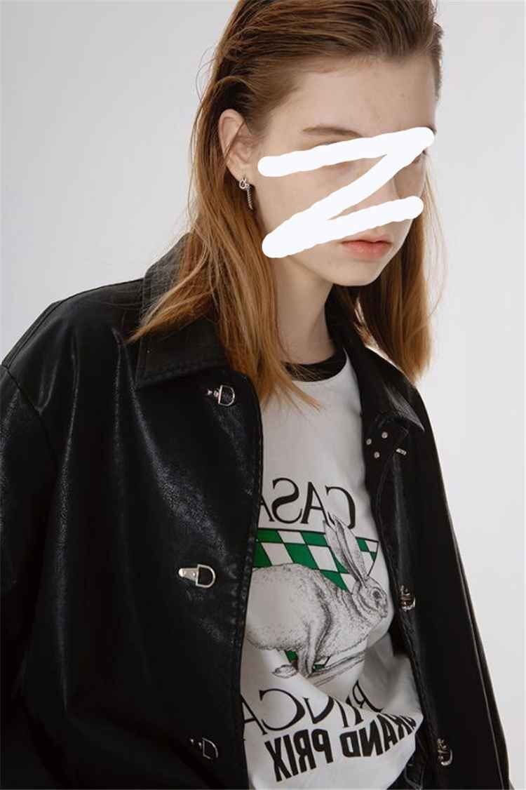 クール系 レトロ 原宿風(fēng) PUレザー ジャケット コート XS ブラック