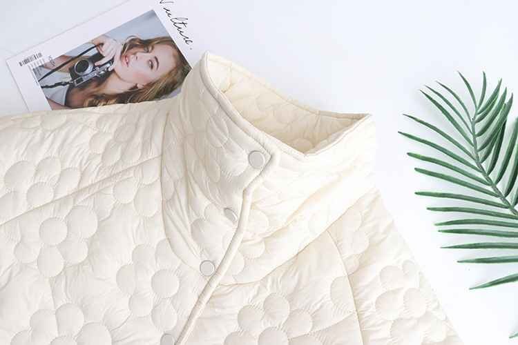 コート アウター 花柄 コットン 綿 綿ジャケット ゆったり 冬 大きいサイズあり XL オフホワイト