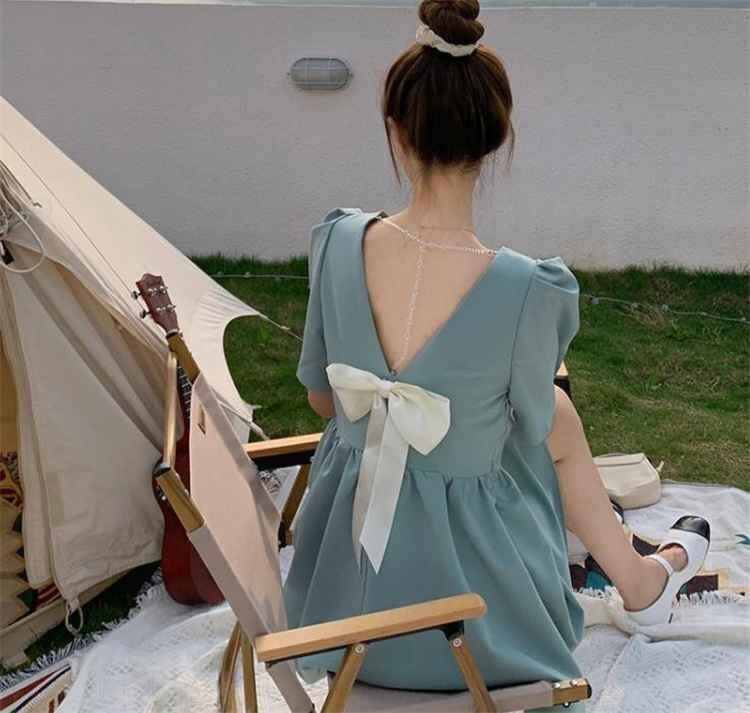  большой размер One-piece красивый . лента elegant мини-юбка XL голубой 
