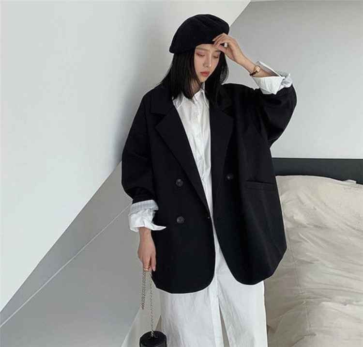 大きいサイズ 長袖 ゆったり感 カジュアル スーツ コート ジャケット XL ブラック