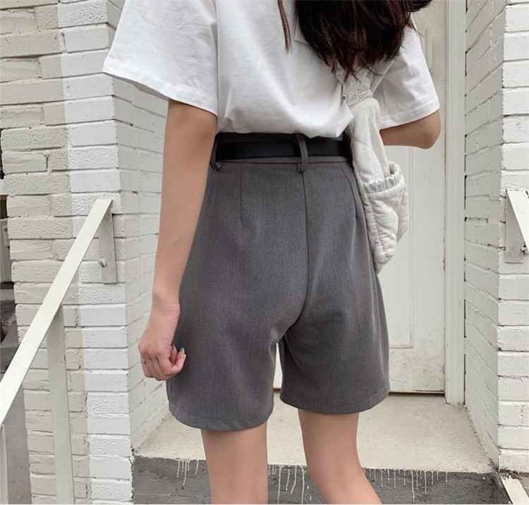 レディース ゆったり ハイウエスト スーツ ショートパンツ シンプル カジュアル XL ピンク
