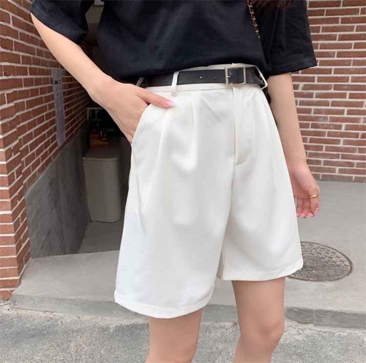 レディース ゆったり ハイウエスト スーツ ショートパンツ シンプル カジュアル XL ピンク