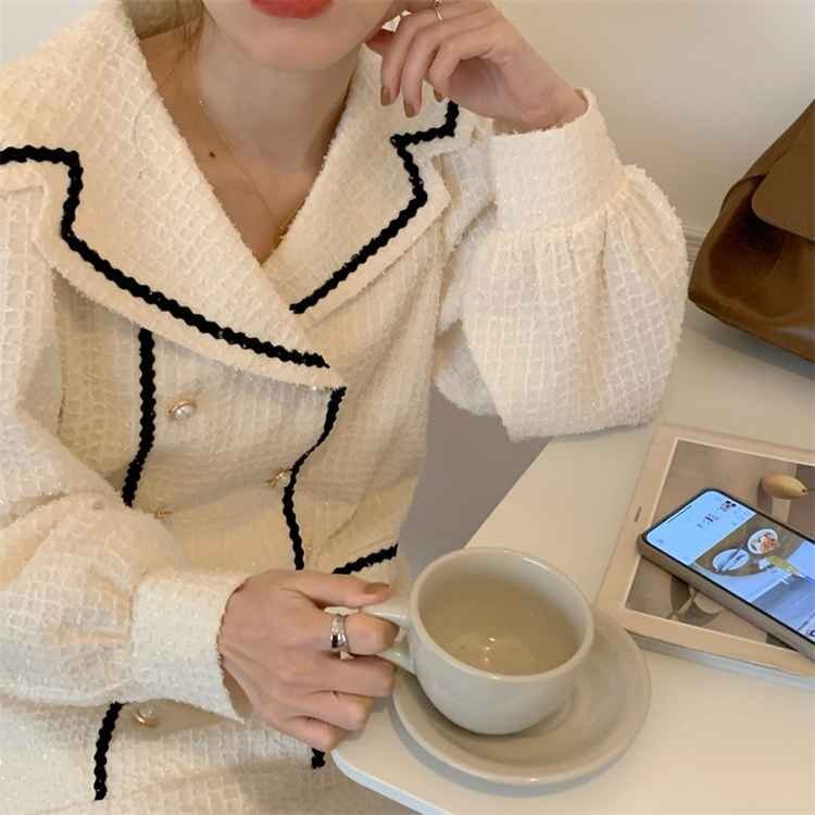 ウェーブエッジ ミニスカート ダブルボタン フィッシュテールスカート フリー ベージュ