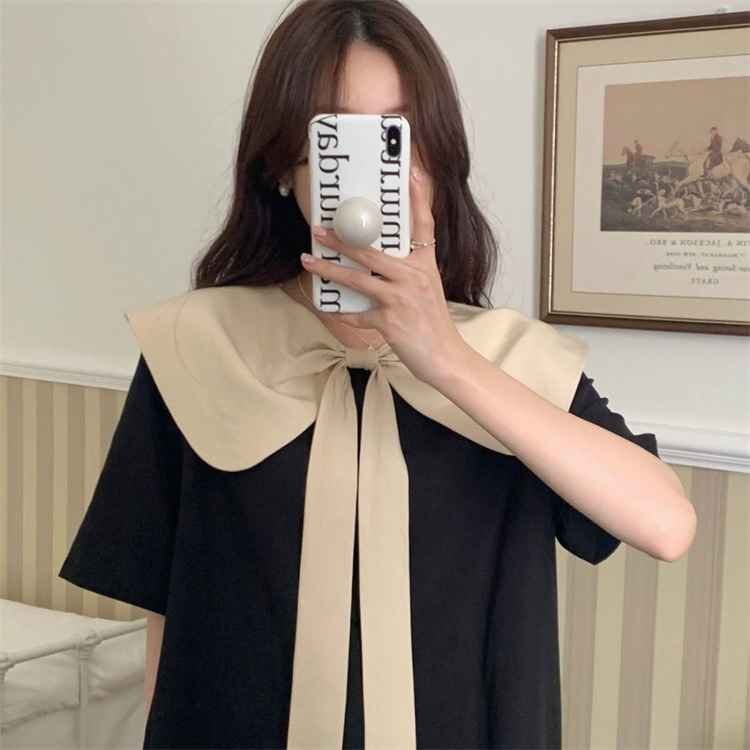 One-piece Mini One-piece гонки выше лента короткий рукав большой размер есть 3XL черный 
