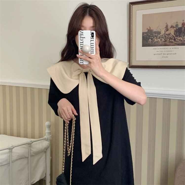  One-piece Mini One-piece гонки выше лента короткий рукав большой размер есть 3XL черный 