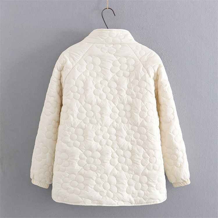 コート アウター 花柄 コットン 綿 綿ジャケット ゆったり 冬 大きいサイズあり XL オフホワイト