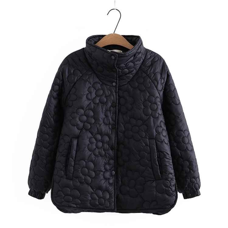 コート アウター 花柄 コットン 綿 綿ジャケット ゆったり 冬 大きいサイズあり XL オフホワイト