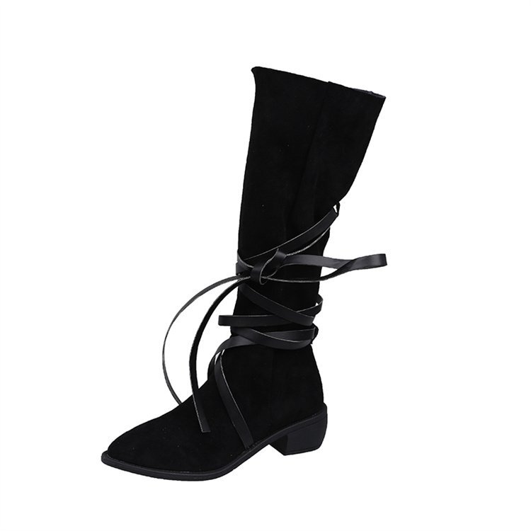 po Inte dotu короткие сапоги сапоги тонкий Western kau Boy ботинки 35 черный ( короткие сапоги )