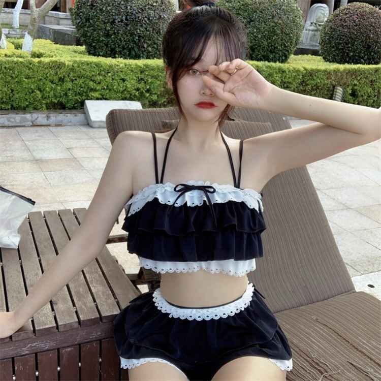 セット 水著 お出かけ かわいい系 ベアトップ ビーチワンピース S ピンク