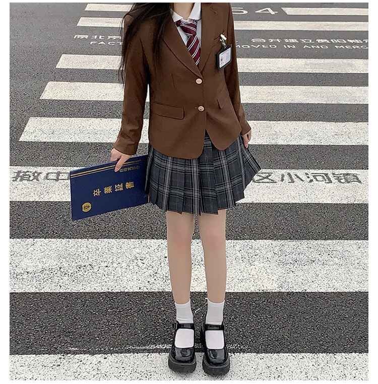 學(xué)生服風(fēng) ブレザー コスプレ衣裝 ジャケット 制服 大きいサイズあり XS ブラウン(畫像の色)