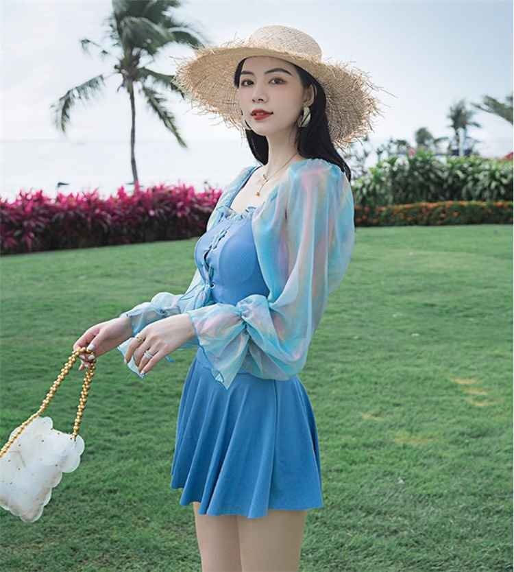 スプリット 2點(diǎn)セット スカートスタイル 海辺 バカンス カバー 長(zhǎng)袖 水著 M ピンク
