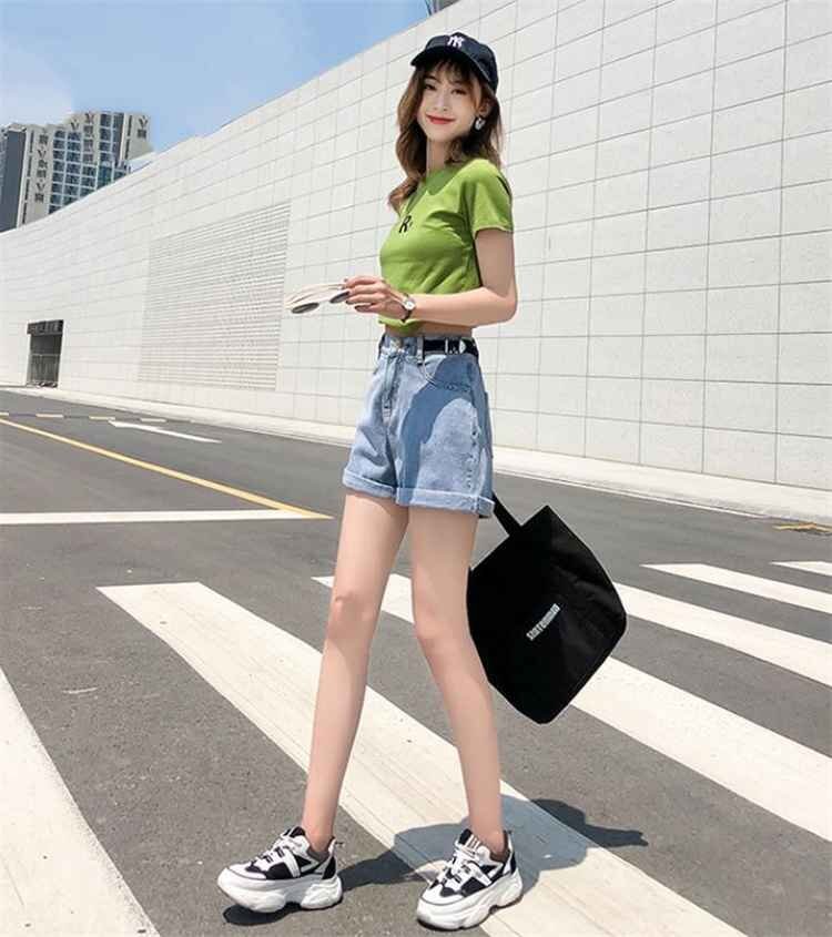 デニム ショートパンツ 夏 ゆったり 大きいサイズ スリム ワイドパンツ 3XL ライトブルー