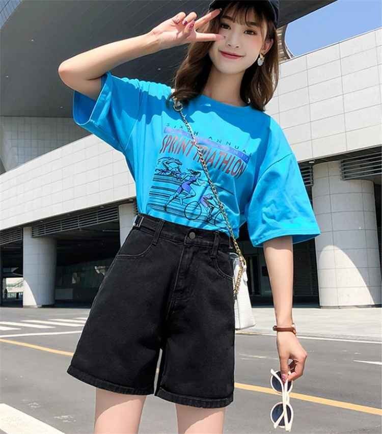 デニム ショートパンツ 夏 ゆったり 大きいサイズ スリム ワイドパンツ 3XL ライトブルー