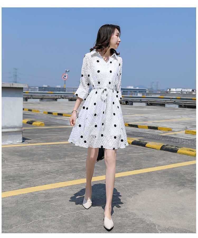 新作 シャツ ワンピース ドレス ドット ミニスカート 結(jié)婚式 デート ふんわり L ブラック